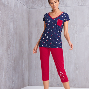 Blancheporte 3/4 pyžamové kalhoty s motivem hvězdiček červená 50