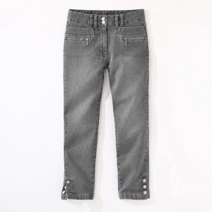 Blancheporte Džínové 3/4 kalhoty s knoflíky na koncích nohavic šedá 38