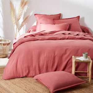 Blancheporte Jednobarevné ložní prádlo, ze lnu v prané úpravě růžové dřevo napínací prostěradlo 140x190cm