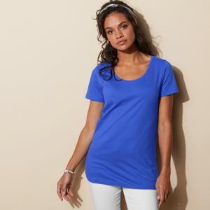 Blancheporte Jednobarevné tričko s kulatým výstřihem modrá 52