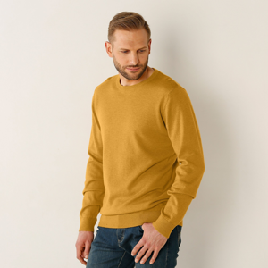 Blancheporte Jednobarevný pulovr s kulatým výstřihem kukuřičný melír 137/146 (4XL)