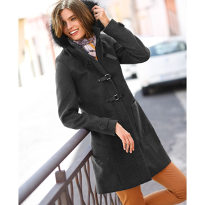 Blancheporte Kabát duffle-coat s kapucí antracitový melír 36