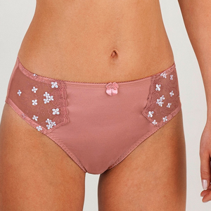 Blancheporte Klasické kalhotky z vyšívaného tylu růžová 54/56