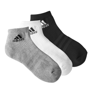 Blancheporte Kotníkové ponožky "Ankle Crew" zn. Adidas, sada 3 párů šedá+černá+bílá 46/48