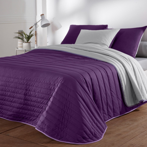 Blancheporte Prošívaný přehoz na postel, dvoubarevný švestková/šedá 150x150cm