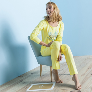Blancheporte Pyžamo s dlouhými rukávy, bavlna, potisk Morning žlutá 54