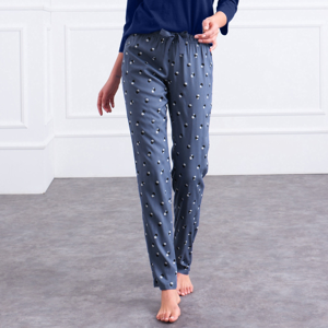 Blancheporte Pyžamové kalhoty s potiskem puntíků modrá 54