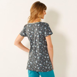 Blancheporte Pyžamové tričko s krátkými rukávy, potisk motýlů šedá 52