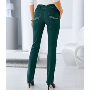 Blancheporte Rovné kalhoty s vysokým pasem, malá postava smaragdově zelená 42