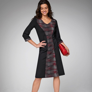 Blancheporte Šaty s potiskem, v zeštíhlujícím střihu černá/bílá/červená 40