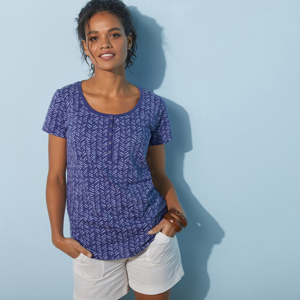 Blancheporte Tuniské tričko s potiskem a krátkými rukávy fialová 52