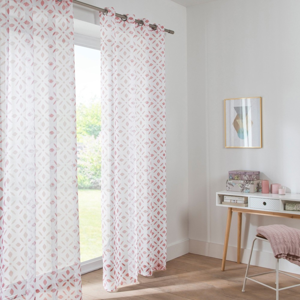 Blancheporte Vitrážová záclona s potiskem růžová 45x90cm