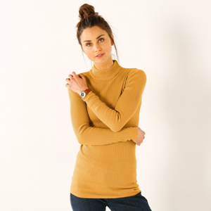 Blancheporte Žebrovaný pulovr se stojáčkem, délka cca 72 cm šafránová 54